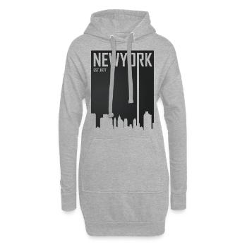 New York Skyline - Hoodie-Kleid - Grau meliert - Vorne