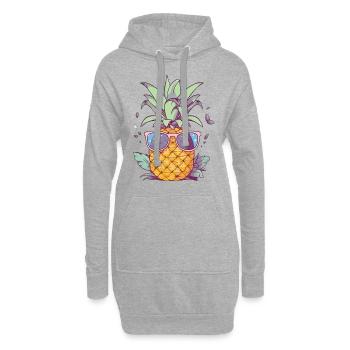 Ananas Sonnenbrille Sommer Urlaub Tropisch - Hoodie-Kleid - Grau meliert - Vorne