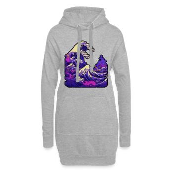 Tsunami-Welle japanische Kunst, niedrige Farbpalette - Hoodie-Kleid - Grau meliert - Vorne