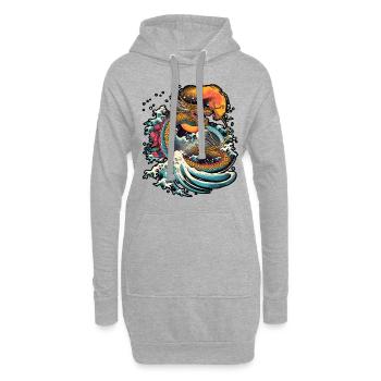 Chinese dragon emerging from water - Sweat-shirt à capuche long Femme - gris chiné - Devant
