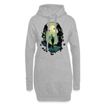 Wilderness Explorer, Man silhouette on forest - Sweat-shirt à capuche long Femme - gris chiné - Devant