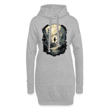 Wilderness Explorer, Man silhouette on forest - Sweat-shirt à capuche long Femme - gris chiné - Devant
