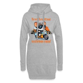 Motorrad Spruch - Wer vor der Kurve nicht bremst - Hoodie-Kleid - Grau meliert - Vorne