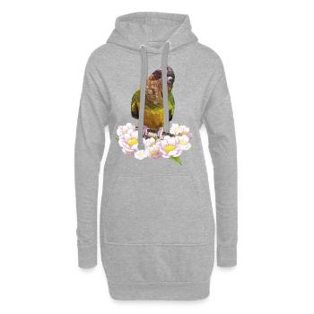 Der Dirtyface-Sittich - Hoodie-Kleid - Grau meliert - Vorne