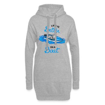 life is better on a boat - DDR Boot Ibis Motorboot - Hoodie-Kleid - Grau meliert - Vorne