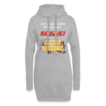 Lustiger Schokoladen Spruch - Problem mit Schoki - Hoodie-Kleid - Grau meliert - Vorne