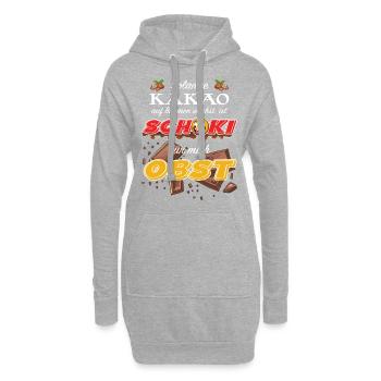 Lustiger Schokoladen Spruch - Schoki ist Obst - Hoodie-Kleid - Grau meliert - Vorne