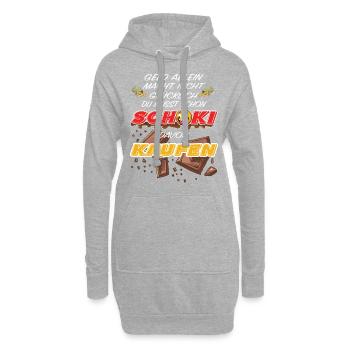 lustig witziger Schoki Schokoladen Spruch - Hoodie-Kleid - Grau meliert - Vorne
