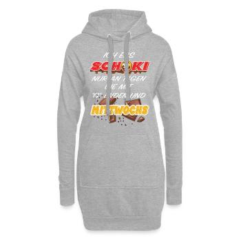 Schoki an Tagen mit G - lustige Schokolade Spruch - Hoodie-Kleid - Grau meliert - Vorne