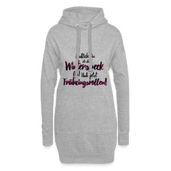 Frühlingsrolle statt Winterspeck - Hoodie-Kleid - Grau meliert - Vorne
