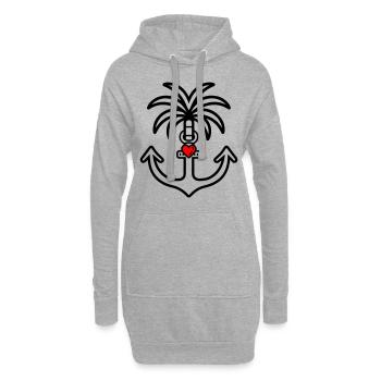 Palme Anker Herz Liebe - Hoodie-Kleid - Grau meliert - Vorne
