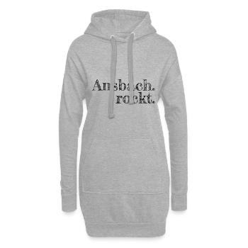 Ansbach rockt - Textdesign mit Stadtnamen - Hoodie-Kleid - Grau meliert - Vorne