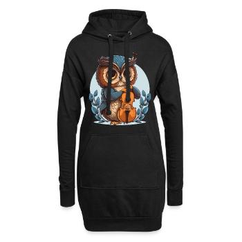 Klassische Eule - Hoodie-Kleid - Schwarz - Vorne