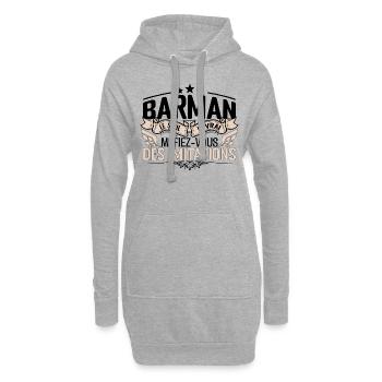 Barman cadeau Barman le vrai Barman - Sweat-shirt à capuche long Femme - gris chiné - Devant