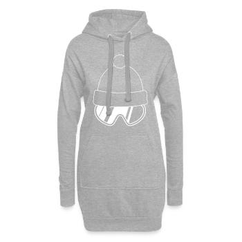 Skifahrerin - Snowboarderin - Mütze mit Brille - Hoodie-Kleid - Grau meliert - Vorne