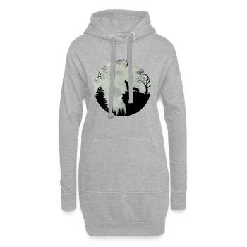 Dackel Teckel Dachshund Mond Geschenk (0287) - Hoodie-Kleid - Grau meliert - Vorne