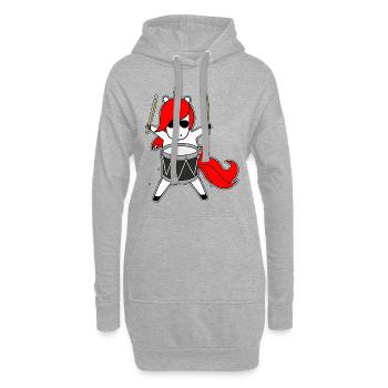 Drummer Einhorn - Einhorn liebt Schlagzeug - Hoodie-Kleid - Grau meliert - Vorne