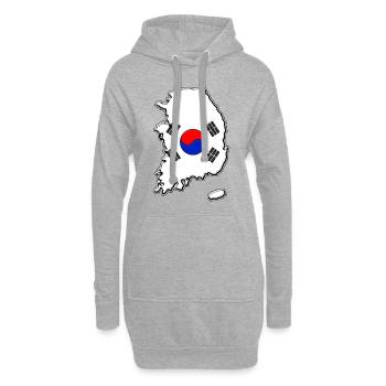 Corée du Sud Carte du drapeau - Sweat-shirt à capuche long Femme - gris chiné - Devant
