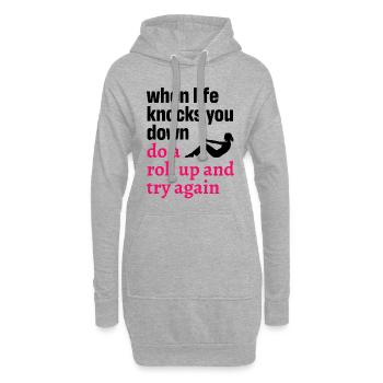 Pilates Quote When Life Knocks You Down - Hoodie-Kleid - Grau meliert - Vorne