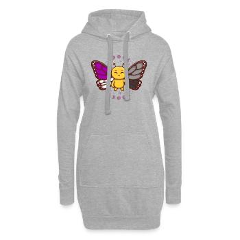 Asexuelle Flagge Ass Monarch Schmetterling Insekt Subtil - Hoodie-Kleid - Grau meliert - Vorne