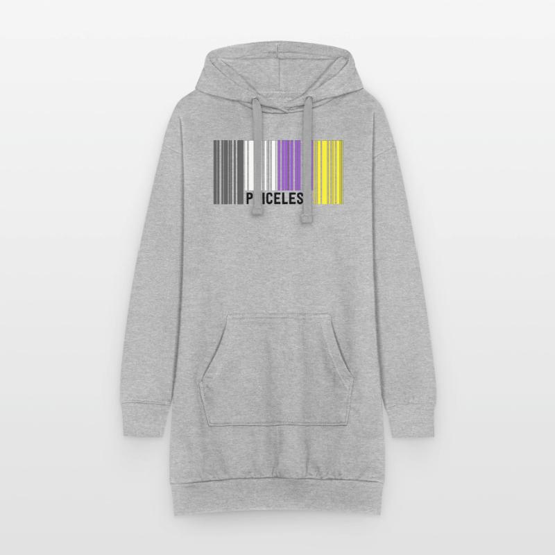 Priceless Gender Nonbinary Pride Code-barres Discret Sweat-shirt à capuche long Femme