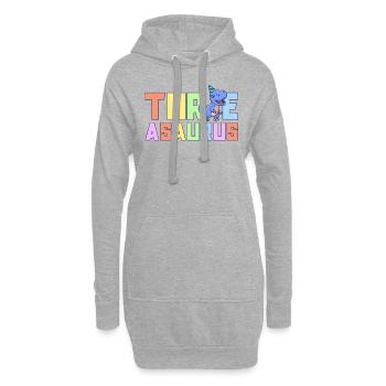 Three-Asaurus 3 Years Old Dinosaur Birthday Party - Hoodie Dress - heather grey - Front