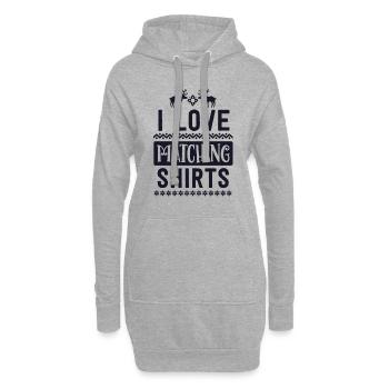 J’aime les chemises de Noël assorties couple femme - Sweat-shirt à capuche long Femme - gris chiné - Devant