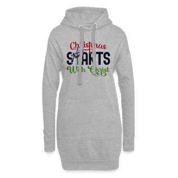 Weihnachten beginnt mit Christus Christliches Kreuz Jesus - Hoodie-Kleid - Grau meliert - Vorne