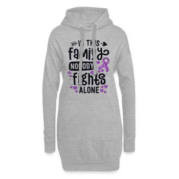 In dieser Familie kämpft niemand alleine Unterstützung - Hoodie-Kleid - Grau meliert - Vorne