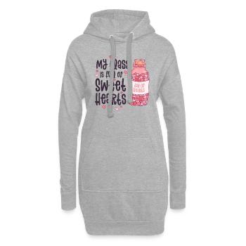 La classe est pleine de cœurs doux Professeur rétro - Sweat-shirt à capuche long Femme - gris chiné - Devant