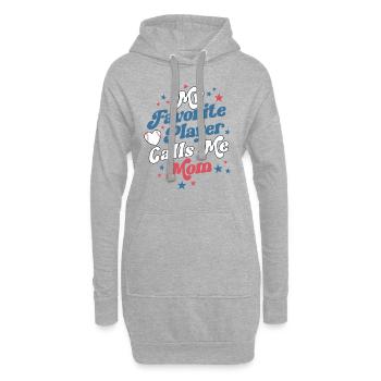 Baseball Mama Mutter Retro Mein Lieblingsspieler - Hoodie-Kleid - Grau meliert - Vorne