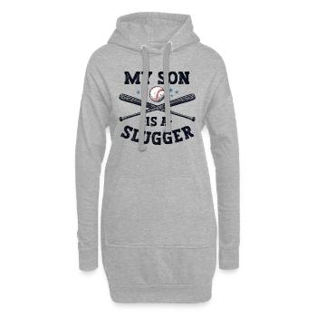 Mein Sohn ist ein Slugger Boy Eltern Vatertag - Hoodie-Kleid - Grau meliert - Vorne
