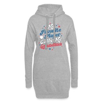 Mon joueur préféré m’appelle grand-mère rétro - Sweat-shirt à capuche long Femme - gris chiné - Devant