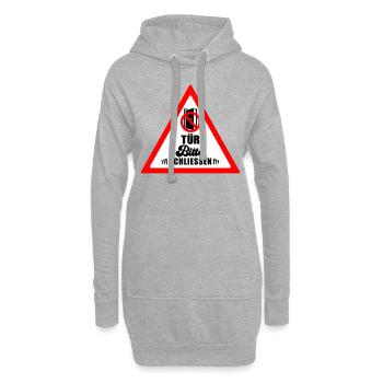 Tür schließen bitte | Farbe änderbar - Hoodie-Kleid - Grau meliert - Vorne