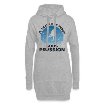 Je Travaille Mieux Sous Pression Plongée - Sweat-shirt à capuche long Femme - gris chiné - Devant