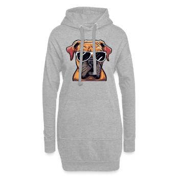 Boxerhund mit Sonnenbrille - Hoodie-Kleid - Grau meliert - Vorne