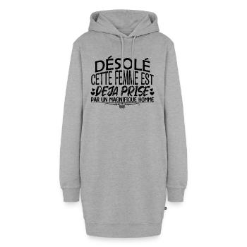 femme en couple femme mariée amoureuse !! - Sweat-shirt à capuche long Femme - gris chiné - Devant