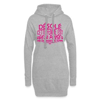 femme en couple femme mariée amoureuse !! - Sweat-shirt à capuche long Femme - gris chiné - Devant