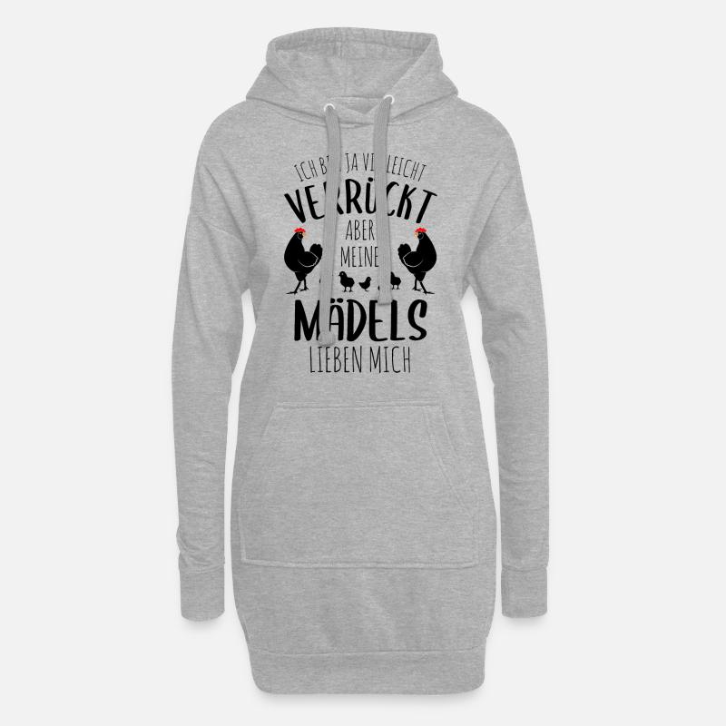 Hühner Huhn Hühnerstall Bauernhof Bauer Geschenk - Hoodie-Kleid - Grau meliert