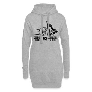 Farbe änderbar | Goethe vs. Schiller - Hoodie-Kleid - Grau meliert - Vorne