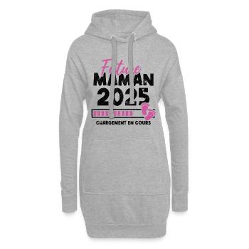 Future maman 2025 chargement en cours - Sweat-shirt à capuche long Femme - gris chiné - Devant
