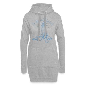 In Gedanken am Meer, Norddeutschland Leuchtturm - Hoodie-Kleid - Grau meliert - Vorne