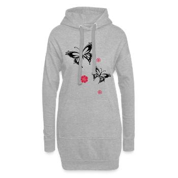 papillons fleurs fleurs insectes été - Sweat-shirt à capuche long Femme - gris chiné - Devant