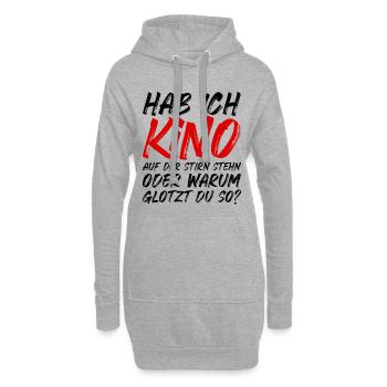 Kino auf der Stirn stehn oder warum glotzt du so? - Hoodie-Kleid - Grau meliert - Vorne