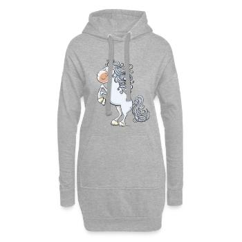 Steigendes Pferd im wallender Mähne I Comic - Hoodie-Kleid - Grau meliert - Vorne