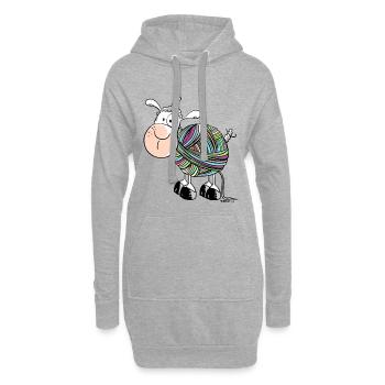 Buntes Wollschaf - Hoodie-Kleid - Grau meliert - Vorne