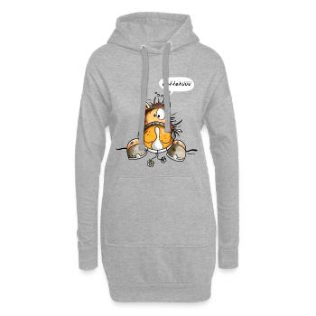 Hottehüüü Pferd - Pferde - Lachen - Grinsen - Tier - Hoodie-Kleid - Grau meliert - Vorne