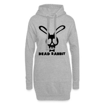 Lapin tête de mort noir - Sweat-shirt à capuche long Femme - gris chiné - Devant