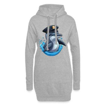 Police des dauphins - Sweat-shirt à capuche long Femme - gris chiné - Devant
