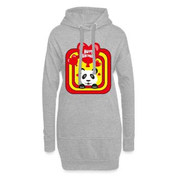 Happy Birthday mit Herzen und Panda. - Hoodie-Kleid - Grau meliert - Vorne